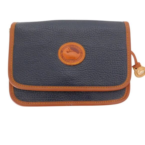Vintage Dooney & Bourke All Weather Navy Blue Pebble Leather Crossbody Handbag - Picture 1 of 12